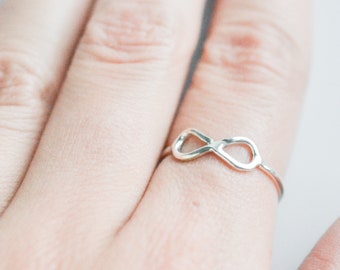 Sterling Silver Infinity Ring, Infinity Love Promise Ring, Rose Gold Ring, Dainty Ring for Women, Minimalist Ring for Her Size 5 6 7 8 9 10