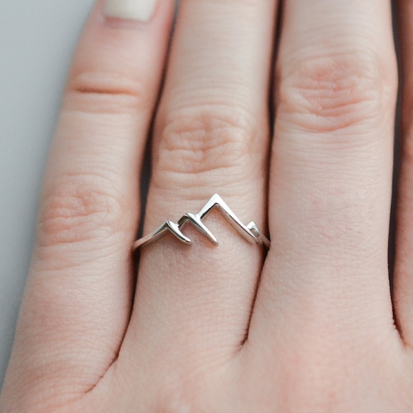 Sterling Silver Mountain Ring, Mountain Range Ring, Nature Ring Silver, Dainty Ring Silver, Minimalist Ring Simple Ring Delicate Ring Modern