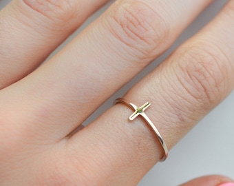 Rose Gold Cross Ring, Minimalist Faith Ring, Dainty Christian Cross Ring, Simple Religious Ring For Women Teens or Unisex