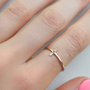 Rose Gold Cross Ring, Minimalist Faith Ring, Dainty Christian Cross Ring, Simple Religious Ring For Women Teens or Unisex