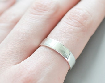 Solid Silver Band Ring for Women, Cigar Band Ring, Simple Ring, Wide Band Ring for Her, Thick Silver Ring Size 5 6 7 8 9 10, Thumb Ring