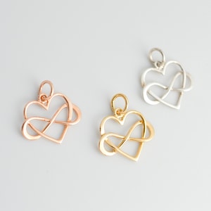 Small Sterling Silver Infinity Heart Charm - Dainty Rose Gold Heart Add On Charm - Tiny Bronze Eternity and Love Inspired Goldfilled Pendant