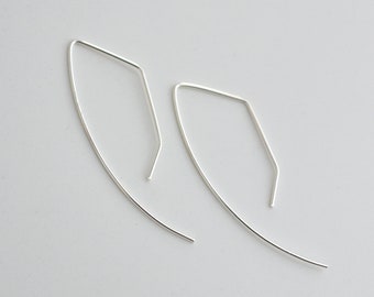 Arc Sterling Silver Threader Earrings, Silver Thread Earrings, Minimalist Threader Earrings, Dainty Lightweight Earrings, Gift for Her