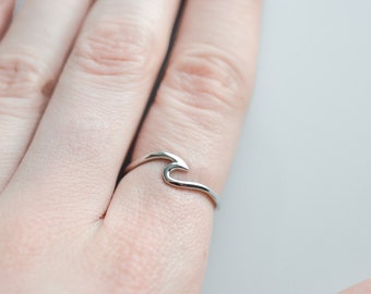 Ocean Wave Ring Sterling Silver, Ocean Ring, Dainty Ring, Sterling Silver Rings for Women,  Size 5 6 7 8 9 10, Minimalist Ring, Beach Ring