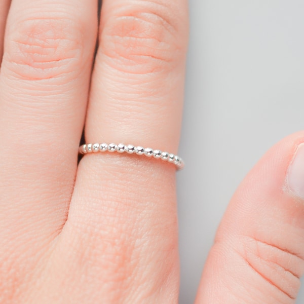 Sterling Silver Ball Bead Ring, Silver Bubble Ring, Beaded Rings for Women, Minimalist Dot Ring, Dainty Ring, Simple Ring Size 5 6 7 8 9 10