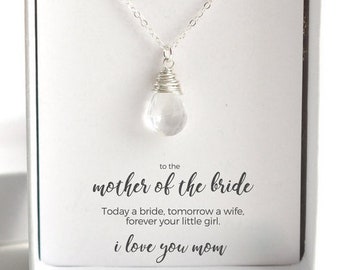 Mother of the Bride Gift From Bride, Wedding Gift for Mom from Daughter, Mother of the Bride Necklace, Sterling Silver Birthstone Necklace