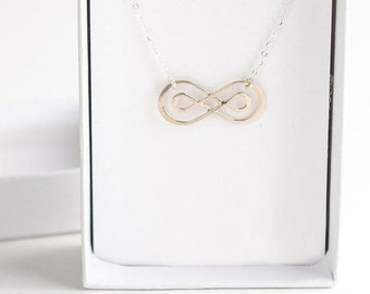Sterling Silver Infinity Necklace for Women, Wedding Gift for Mother of the Bride, Mother of the Groom Pendant, Bridal Party Idea for Her