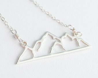 Mountain Necklace Sterling Silver, Wanderlust Necklace for Women, Nature Jewelry, Move Mountains Hiker Gift, Adventure Minimalist Necklace