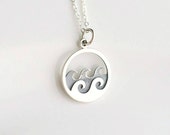 Sterling Silver Ocean Wave Necklace - Beach Jewelry for Women - Summer Wedding Bridesmaid Gift for Ocean Lover - Sea Waves Charm or Pendant