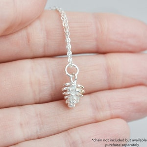 Sterling Silver, Gold and Rose Gold Pinecone Charm, Tree Nature Charm, Add a Charm on Necklace or Bracelet, Tiny Charm, Small Add on Charm image 2