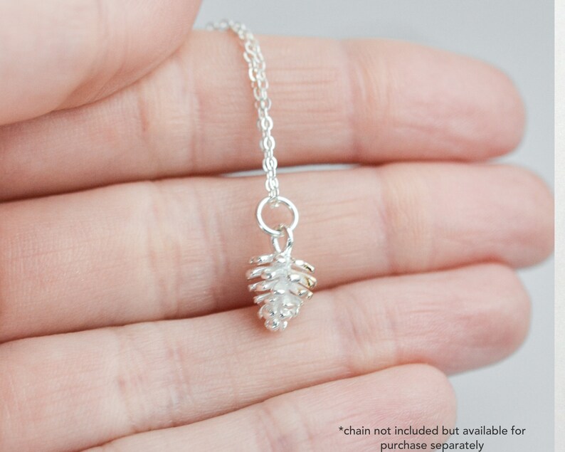 Sterling Silver, Gold and Rose Gold Pinecone Charm, Tree Nature Charm, Add a Charm on Necklace or Bracelet, Tiny Charm, Small Add on Charm image 2