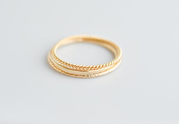 Gold Ring Set Twisted Hammered Stardust Rings for Women - Etsy