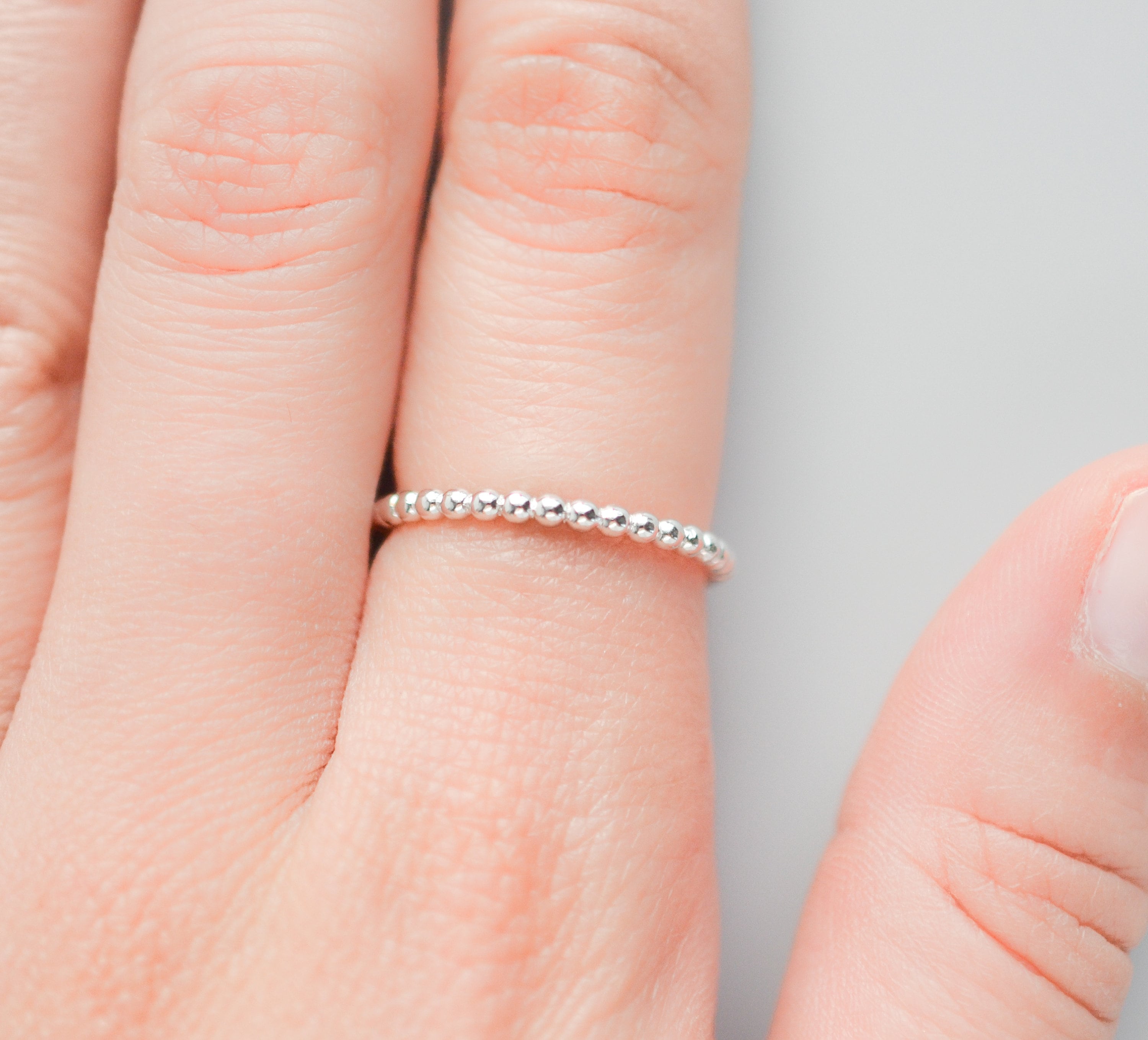 Handmade Sterling Silver Bubble Ball Bead Stacking Ring – Customizable Size, UK Made