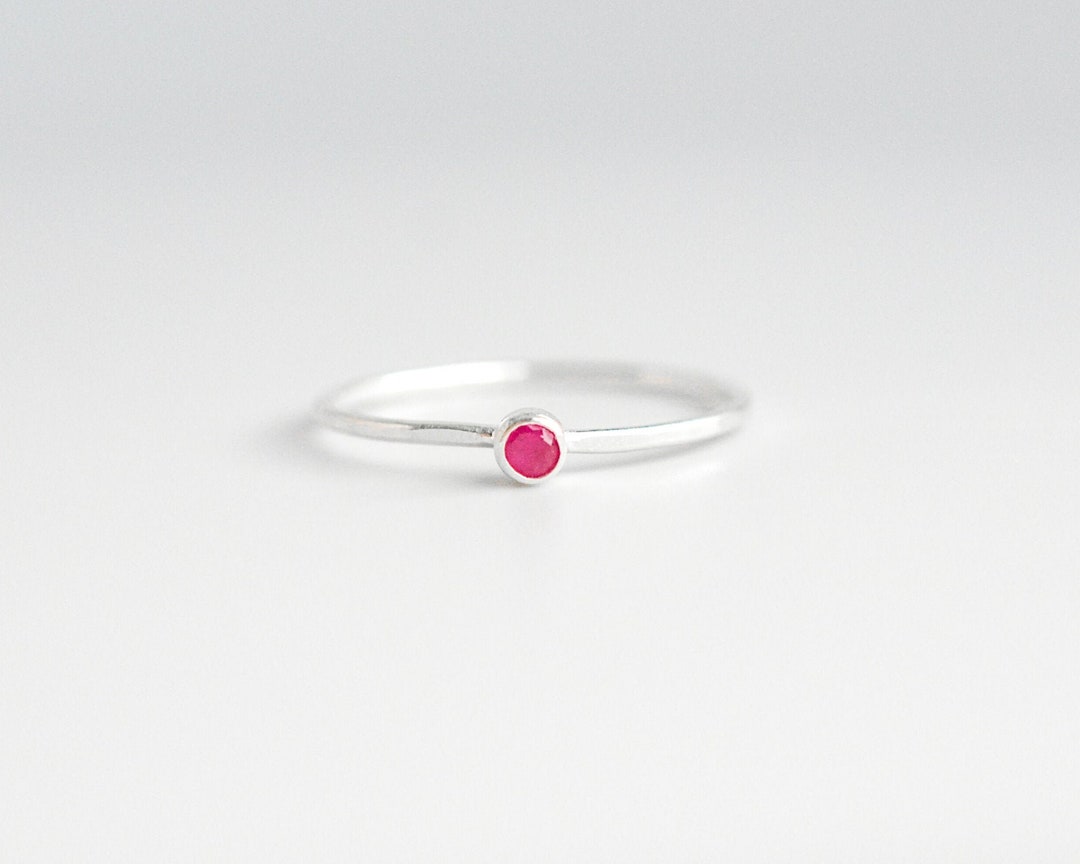 Small Ruby Ring Sterling Silver, July Birthstone Ring, Ruby Stacking ...