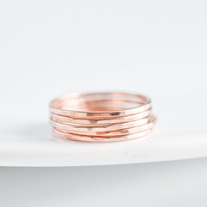 14k Rose Gold Filled Stacking Ring Set for Women - Minimalist Rose ...