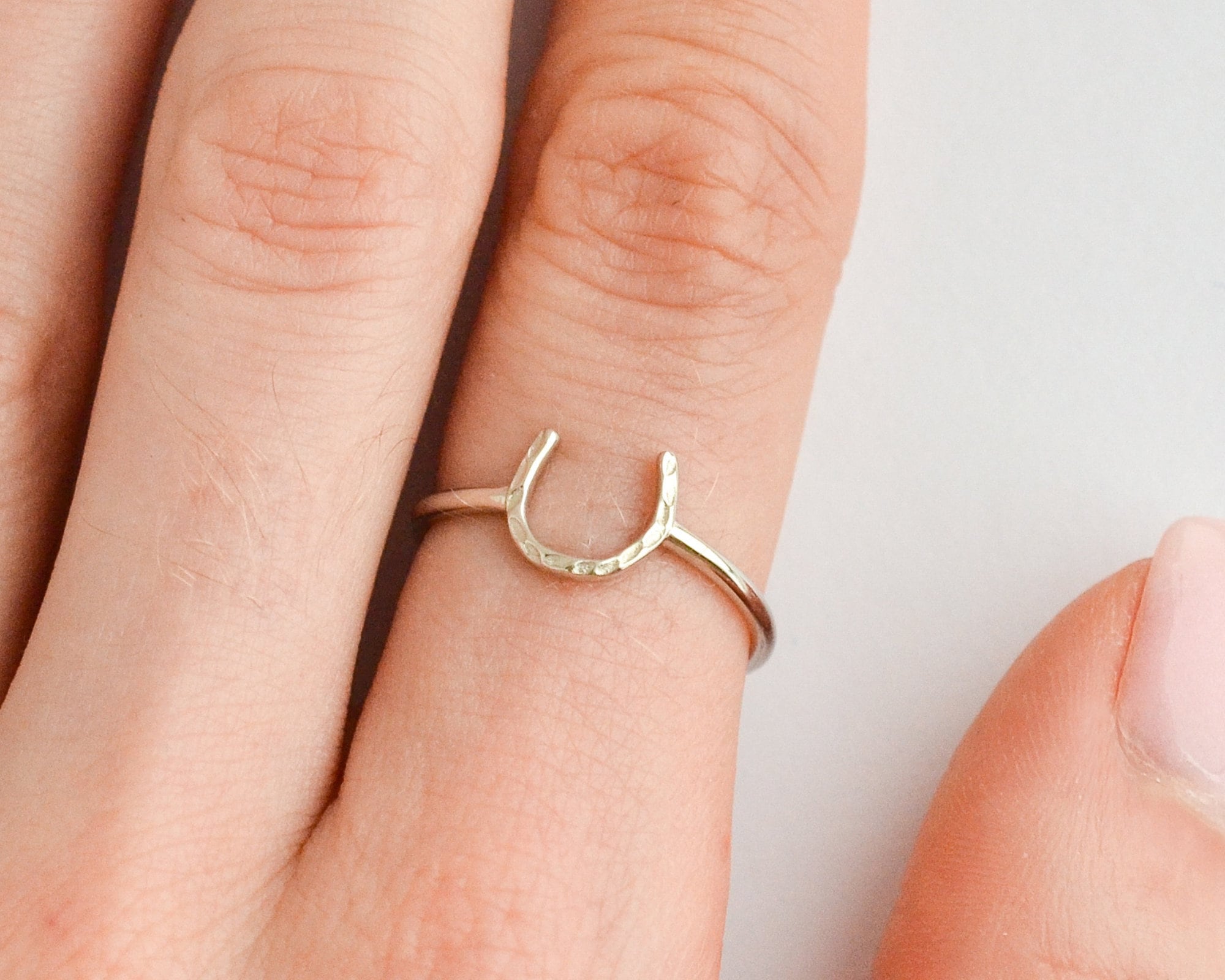 Sterling Silver Horseshoe Ring for Women, Lucky Horse Shoe Ring