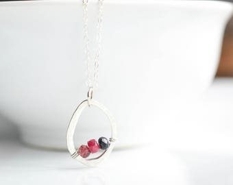 Sterling Silver Mothers Necklace with Birthstones - Personalized Mom Necklace - Mothers Day Gift for Grandma Necklace - Grandmother Gift