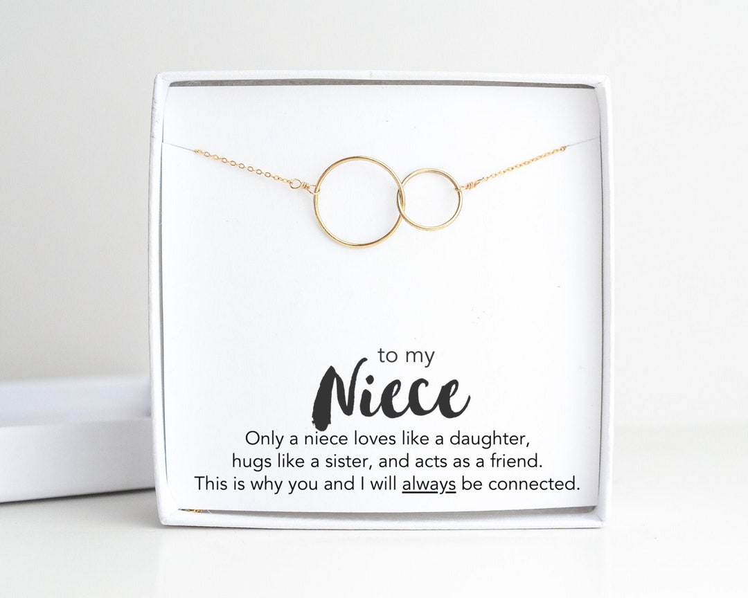 Niece Gift From Aunt, 14k Gold Family Necklace for Best Niece, Birthday