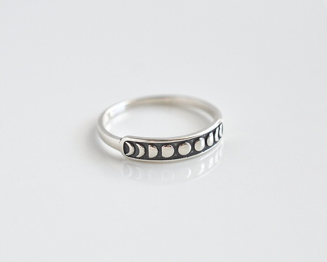 Silver Moon Rings Sterling Silver Moon Phase Ring, Celestial Ring, Silver Stackable Rings ...