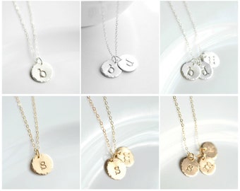Collana iniziale in oro 14 carati - Collana iniziale a cerchio - Collana iniziale con lettera 1, 2, 3, 4, 5 Argento sterling - Collana con disco iniziale in oro Delicata