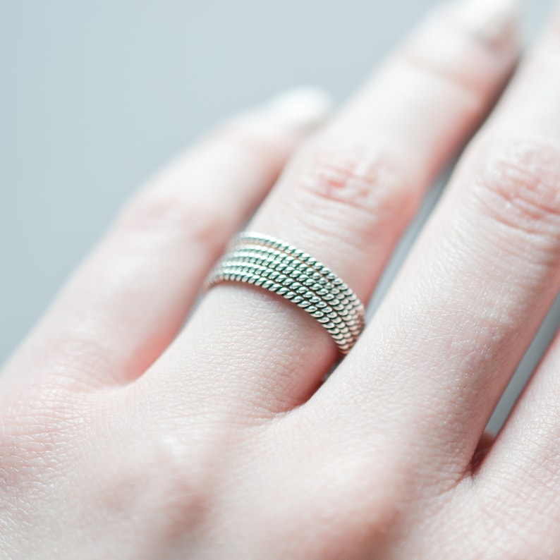 Sterling Silver Twisted Stacking Rings for Women - Ultra Thin Band ...