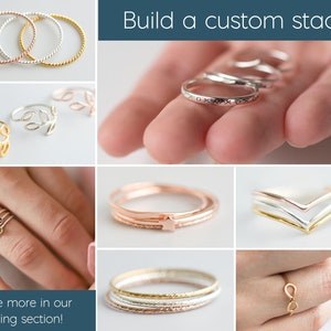 Sterling Silver Stacking Ring Set for Women - Textured Minimalist ...