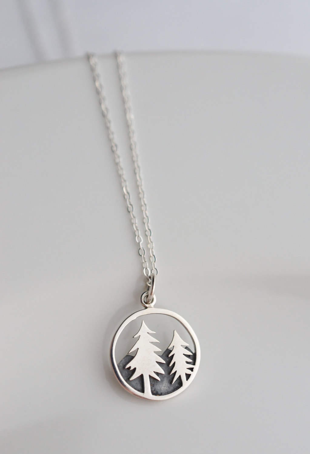 925 Sterling Silver Pine Tree Necklace Nature Lover Hiking Etsy