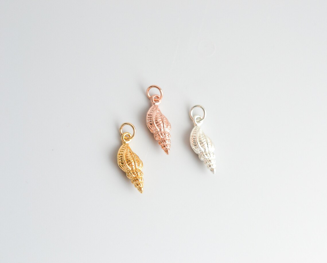 Sterling Silver, Gold Filled and Rose Gold Sea Shell Charm, Ocean Charm ...