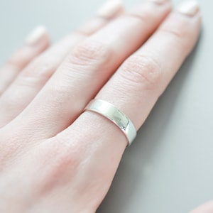 Solid Silver Band Ring for Women, Cigar Band Ring, Simple Ring, Wide Band Ring for Her, Thick Silver Ring Size 5 6 7 8 9 10, Thumb Ring image 5