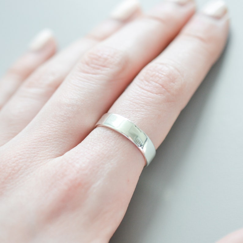 Massief zilveren band ring voor vrouwen, sigaren band ring, eenvoudige ring, brede band ring voor haar, dikke zilveren ring maat 5 6 7 8 9 10, duim ring afbeelding 5