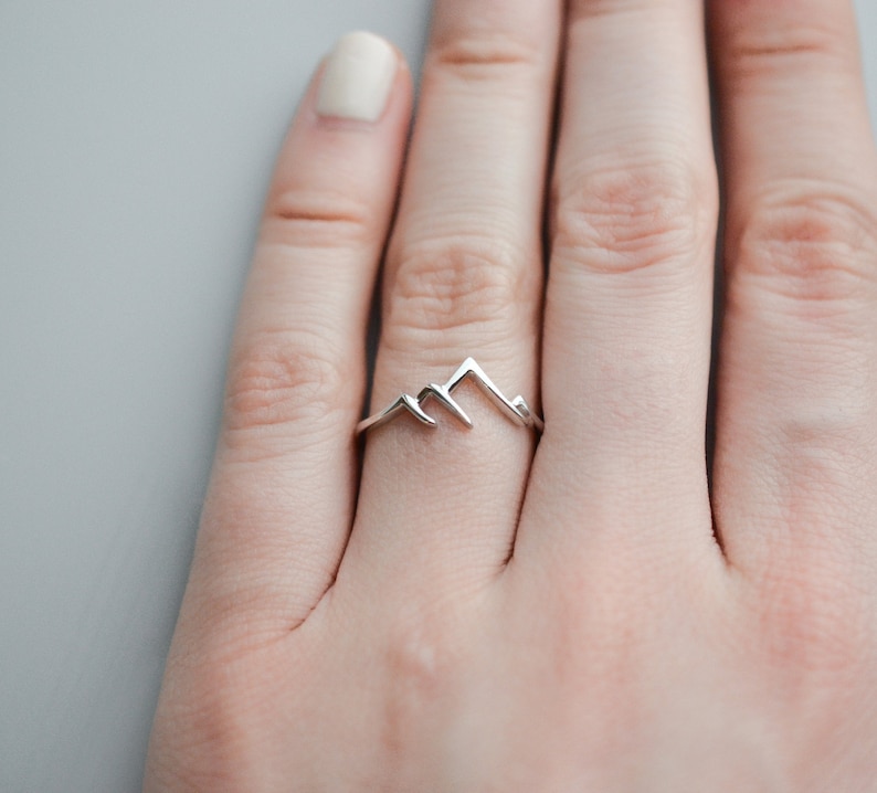Sterling Silver Mountain Ring, Mountain Range Ring, Nature Ring Silver, Dainty Ring Silver, Minimalist Ring Simple Ring Delicate Ring Modern image 1