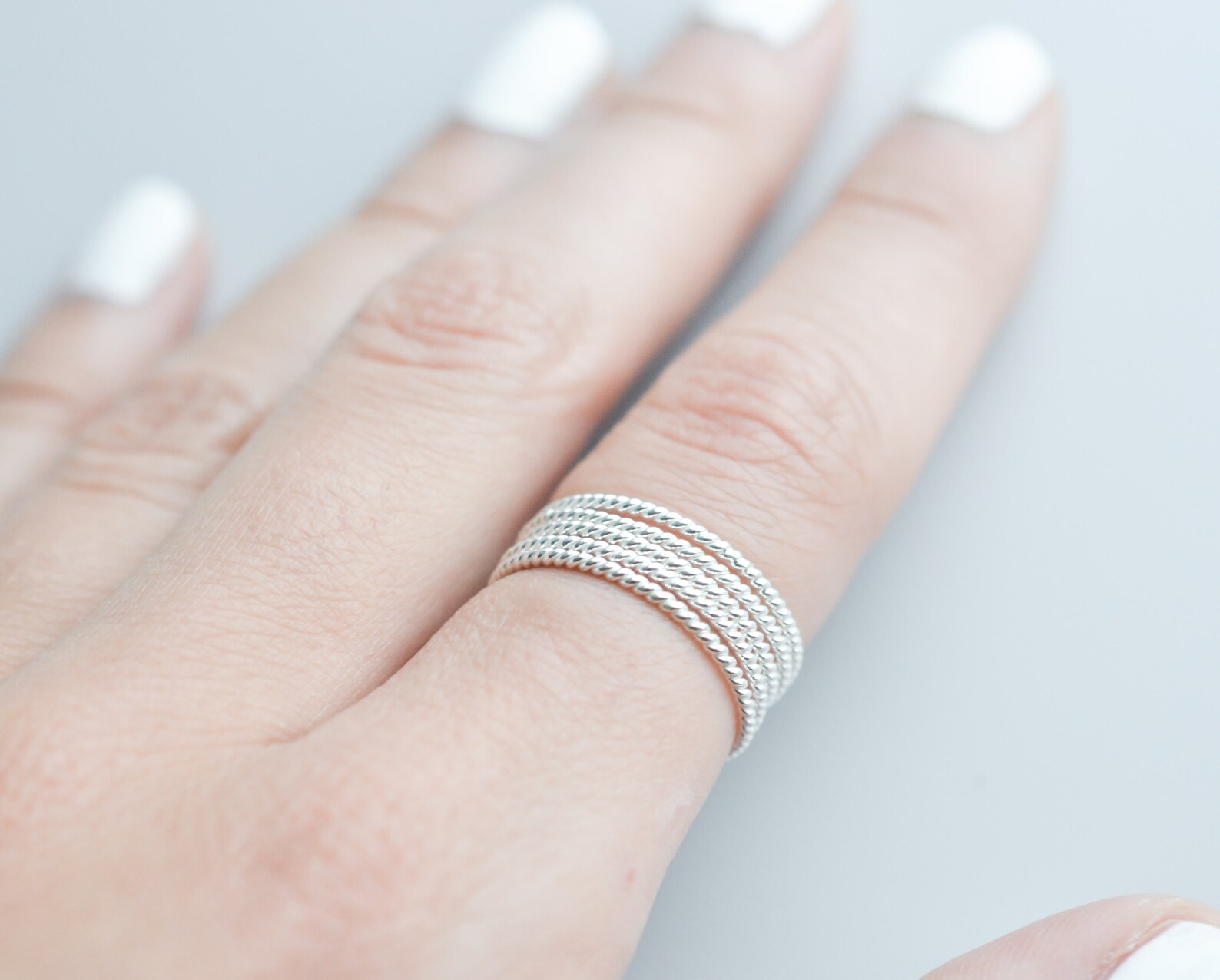 Sterling Silver Twisted Stacking Rings for Women - Ultra Thin Band ...