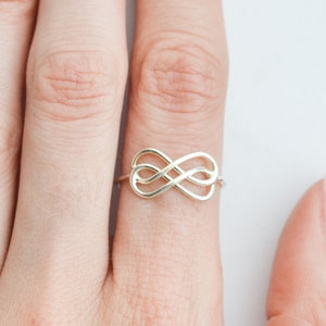 Sterling Silver Infinity Ring, Double Infinity Ring, Thin Band Delicate Eternity Ring, Dainty Forever Linked Promise Ring, Everyday Ring
