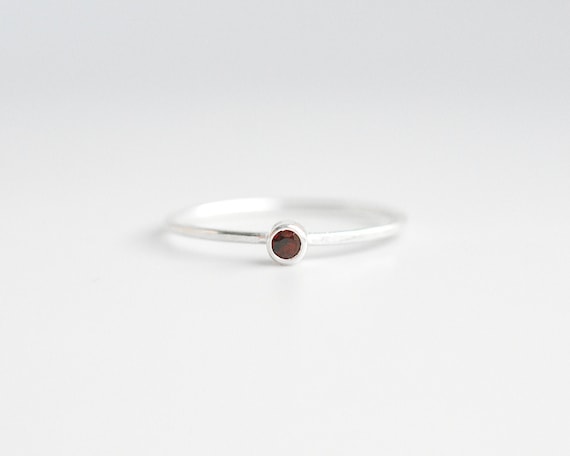 Red Garnet Ring, Stacking January Birthstone Ring, Sterling Silver Garnet Ring, Stackable Birthstone Rings, Sterling Silver Birthstone Ring