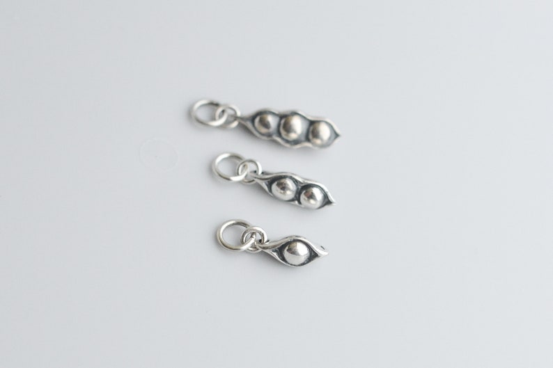 Sterling Silver Two Peas in a Pod Charm Add on Sterling Silver Charm A La Carte Charm One Two and Three Peapods 1 2 3 Peas Pendants image 2