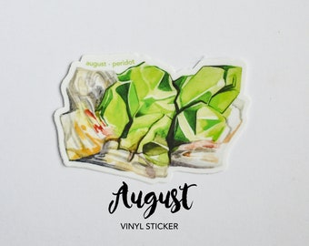 August Birthstone Sticker, Peridot Sticker for Laptop Vinyl Decals, Cute Personalized Water Bottle Decal, Waterproof Mystical Stickers