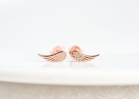 Rose gold angel wing earrings shop