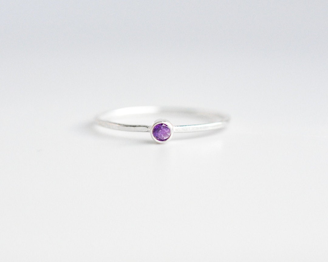 February Rings Dainty Amethyst Ring, February Birthstone Ring, Purple Amethyst Ring ...