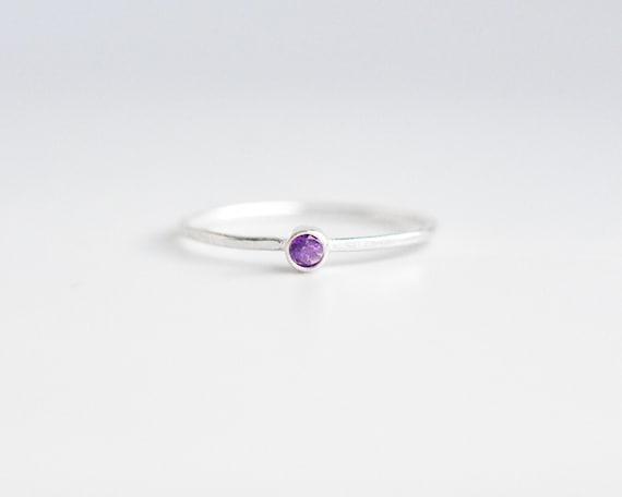 Dainty Amethyst Ring, February Birthstone Ring, Purple Amethyst Ring, Sterling Silver Amethyst Stacking Ring, Stackable Birthstone Rings