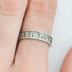Sterling Silver Tree Branch Ring, Forest Engagement Ring, Tree Ring for Women, Silver Nature Inspired Ring, Minimalist Woodland Ring