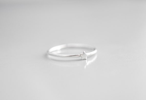 Sterling Silver Star Ring, Celestial Ring, Dainty Stackable Rings Set, Thin Silver Star Ring, Sizes 5 6 7 8 9 10