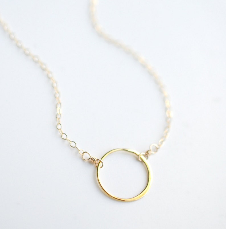 Gold Filled Circle Necklace Minimalist Dainty Necklace Etsy