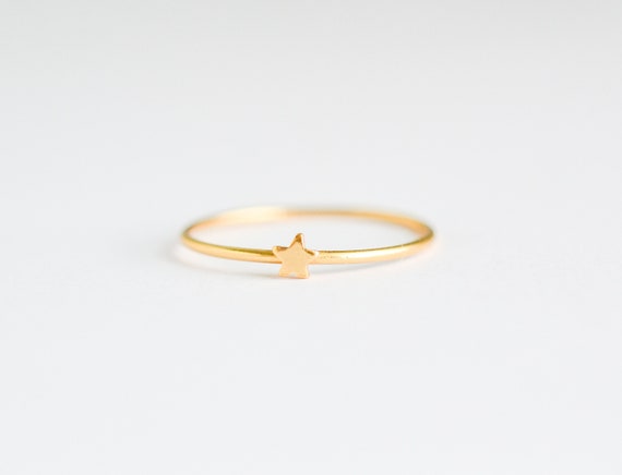 Gold Star Ring, Celestial Ring, Dainty Stackable Rings Set, Thin Gold Star Ring, Sizes 5 6 7 8 9 10