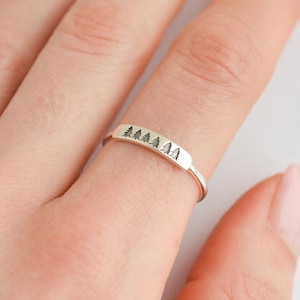 Sterling Silver Forest Ring, Dainty Pine Tree Wedding Ring, Engagement Cottagecore Minimalist Nature Ring, Dainty Woodland Tree Ring