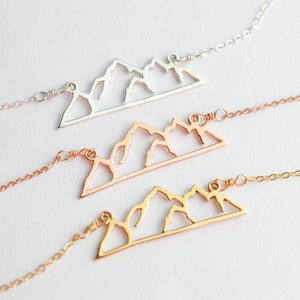 Mountain Necklace Sterling Silver, Gold or Rose Gold, Wanderlust Jewelry, Hiker Gift, Nature Necklace for Women, Adventure Wedding Necklace image 2