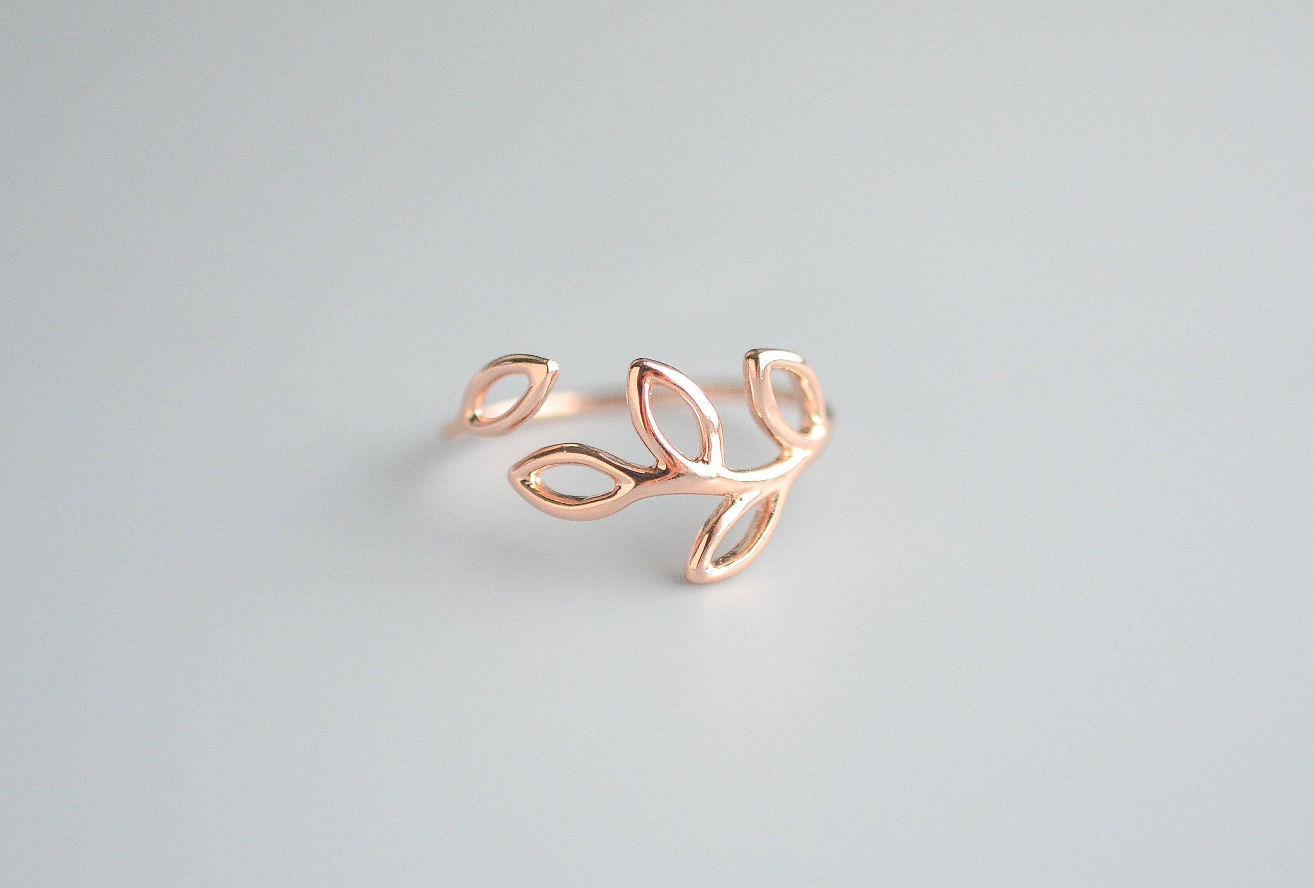 Rose Gold Leaf Ring for Women Nature Inspired Dainty Ring Etsy