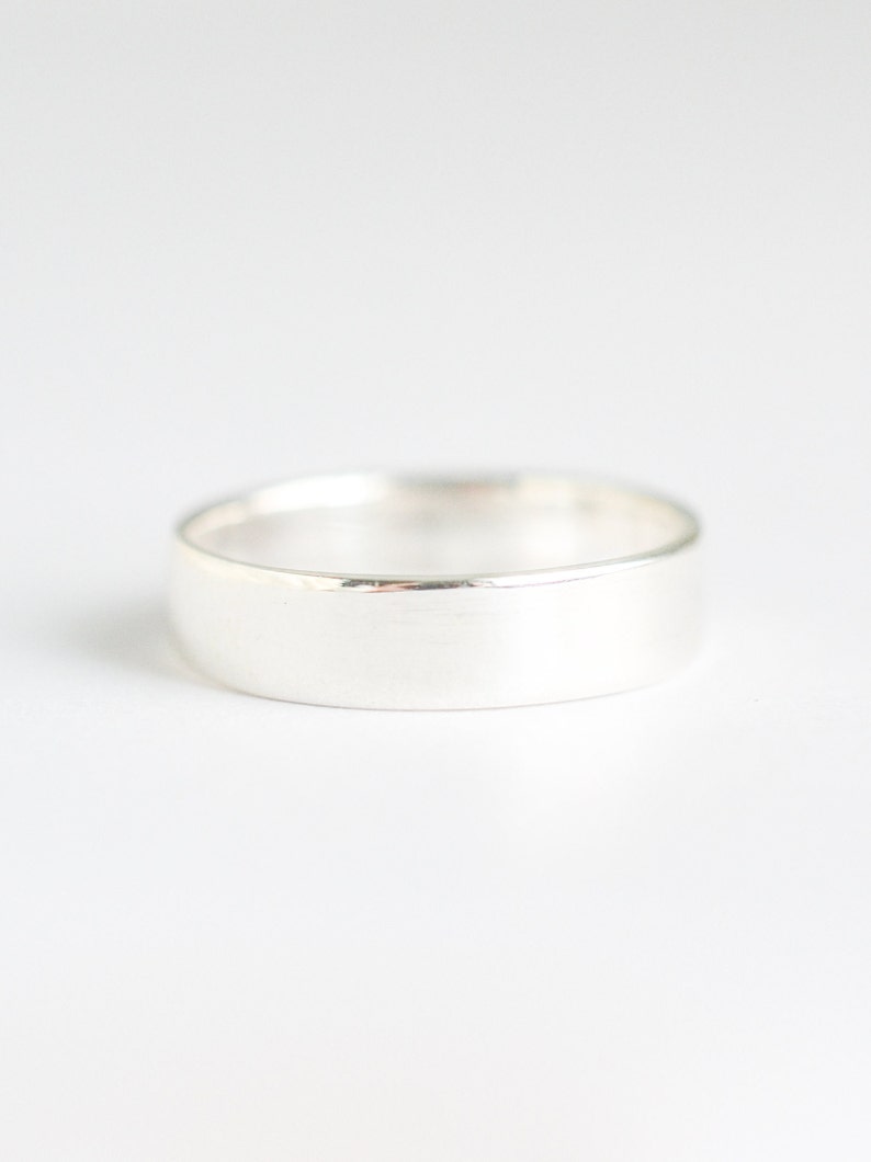 Massief zilveren band ring voor vrouwen, sigaren band ring, eenvoudige ring, brede band ring voor haar, dikke zilveren ring maat 5 6 7 8 9 10, duim ring afbeelding 4
