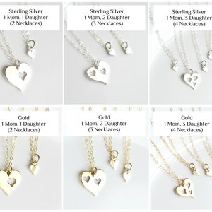 Goud of sterlingzilver moeder-dochter ketting set van 2 3 4 - Moederdagcadeau voor moeder van dochter - Bijpassende hartverjaardagssieraden