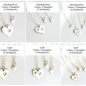 Gold or Sterling Silver Mother Daughter Necklace Set of 2 3 4 - Mothers Day Gift for Mom from Daughter - Matching Heart Birthday Jewelry