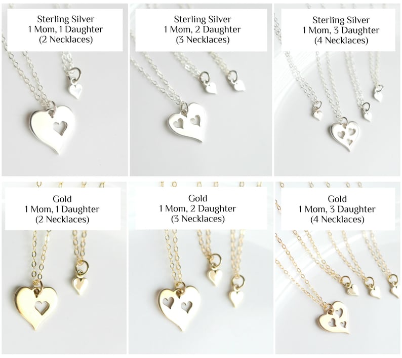 Gold or Sterling Silver Mother Daughter Necklace Set of 2 3 4 Etsy